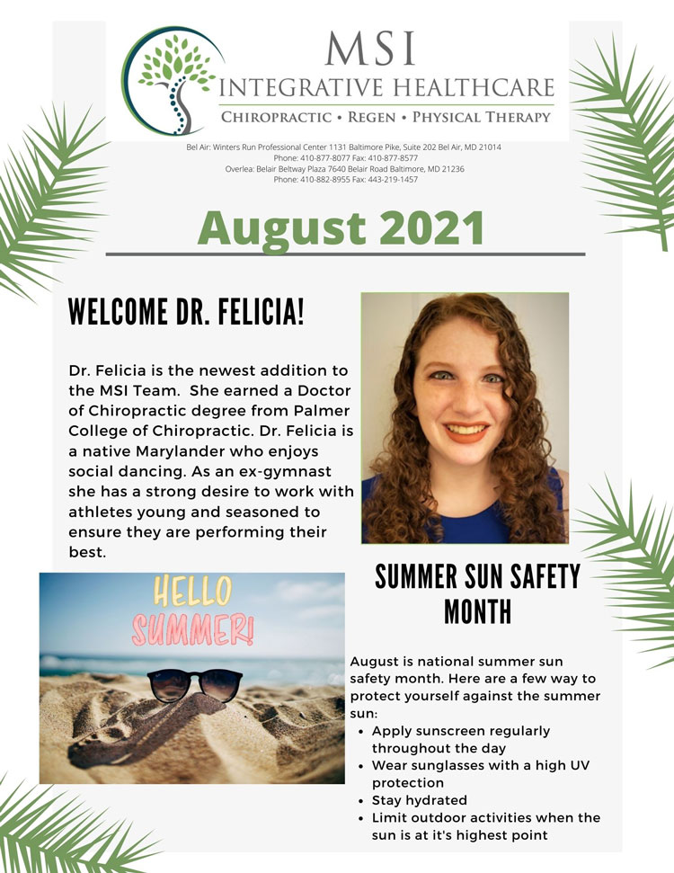 Chiropractic Bel Air MD August Newsletter
